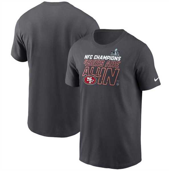 Men's San Francisco 49ers Anthracite 2023 NFC Champions Locker Room Trophy Collection T-Shirt,We sell and wholesale Men's San Francisco 49ers Anthracite 2023 NFC Champions Locker Room Trophy Collection T-Shirt on line form chian!